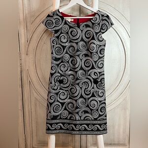 London Times Black and White Swirl Dress